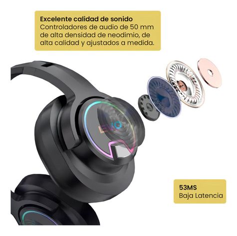Audifono Gamer Bluetooth RGB Thunder Micrófono Levo-5