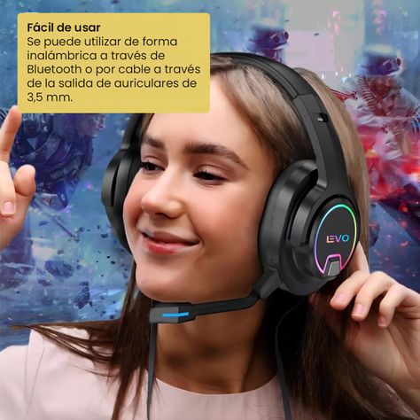 Audifono Gamer Bluetooth RGB Thunder Micrófono Levo-7