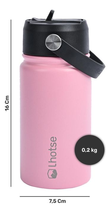 Botella Térmica Niño Hydro 360ml Rosado + 2 Tapas Lhotse-4