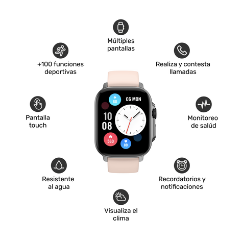 Pack Smartwatch Connect S03+ Audífono RM7 Pink Lhotse-2