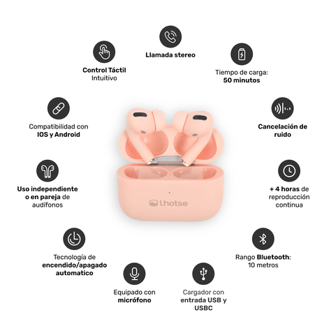 Pack Smartwatch Connect S03+ Audífono RM7 Pink Lhotse-5