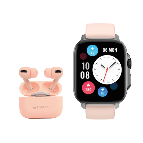 Pack Smartwatch Connect S03+ Audífono RM7 Pink Lhotse-1