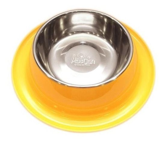 Plato Melamina Anti-hormigas Amarillo Talla M Perro-1