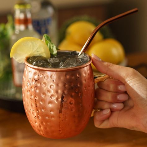 Set 4 Vasos Moscow Mule Mug Cobre + Bombillas Simplit-1