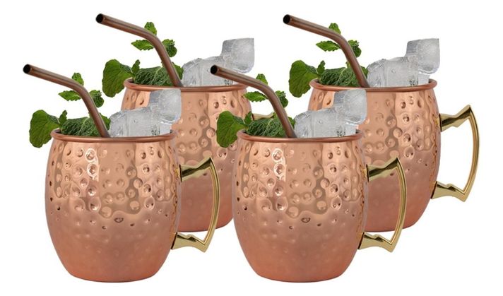 Set 4 Vasos Moscow Mule Mug Cobre + Bombillas Simplit-2