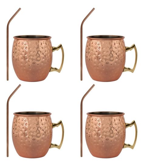 Set 4 Vasos Moscow Mule Mug Cobre + Bombillas Simplit-6