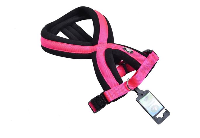 Arnés Cruzado Acolchado Talla M Fucsia Perros Mascan-1