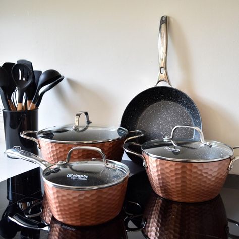 Batería de Cocina Antiadherente Copper 7 Piezas Simplit-1