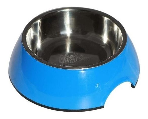 Plato Melamina Sólido Redondo Azul Talla L Perro Mascan-0