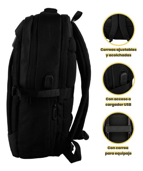 Mochila de viaje Notebook WOLF Negra 15,6" LEVO-4