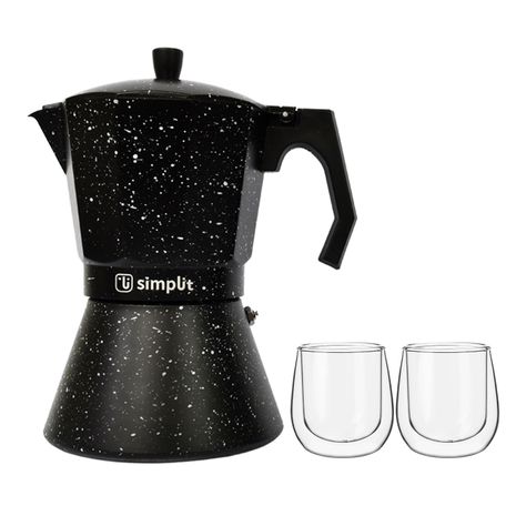 Pack Cafetera Italiana 12 Tazas + Set 2 Tazas Expreso 80 Ml-0