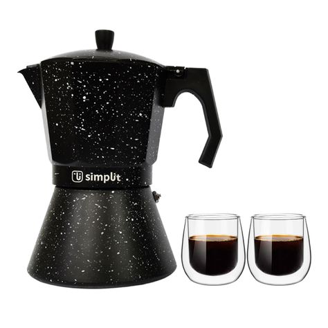 Pack Cafetera Italiana 12 Tazas + Set 2 Tazas Expreso 80 Ml-1