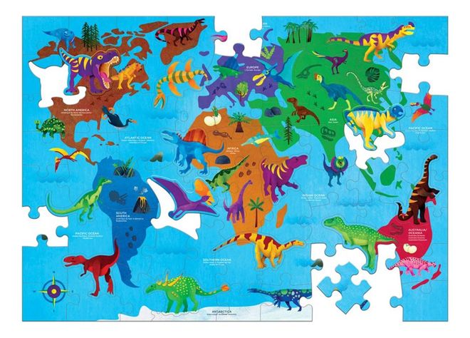 Puzzle 80pcs Geografía Dinosaurios Mudpuppy-4