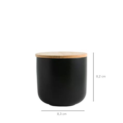 Contenedor de Cerámica Hermético Tapa Madera S Negro Simplit-2