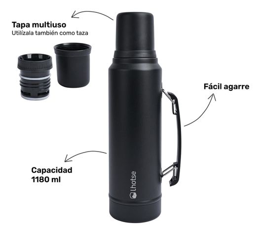 Termo Liquido Classic 1,3 lts + Mate Bombilla Lhotse Black-2