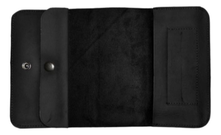 Tabaquera de Cuero Negro Cowboy Hecho a Mano Raiquen-2
