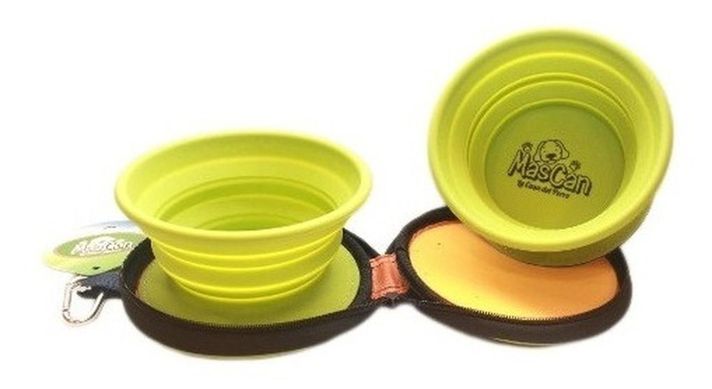 Plato Plegable Silicona Doble Verde Talla M Perro.-0