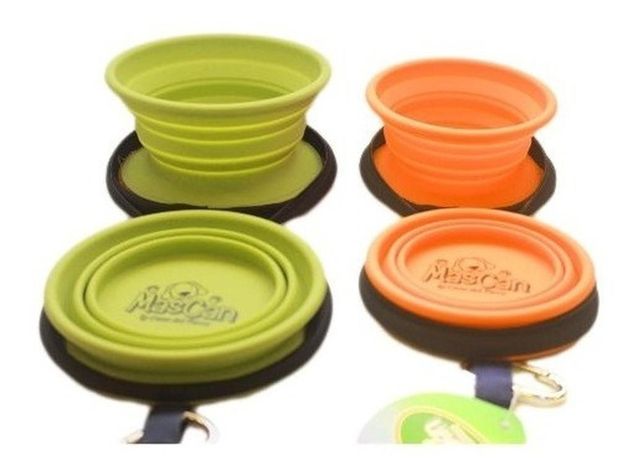Plato Plegable Silicona Doble Verde Talla M Perro.-2