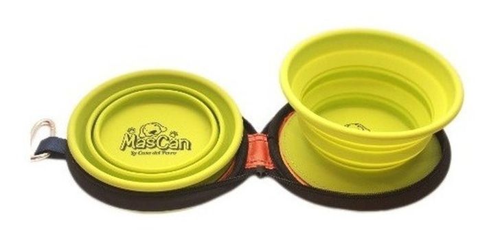 Plato Plegable Silicona Doble Verde Talla M Perro.-3