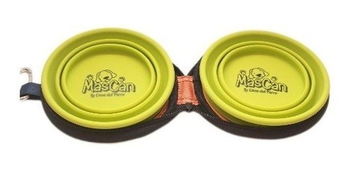 Plato Plegable Silicona Doble Verde Talla M Perro.-4