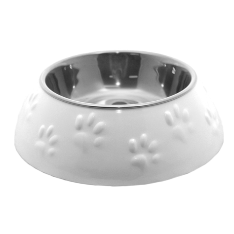 Plato Huellitas Blanco Para Perro M Mascan-0