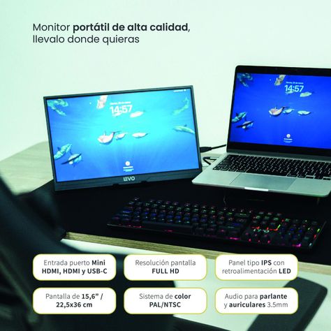 Monitor Portátil Gamer ViewGo 15,6" Full HD 1080P Levo-2