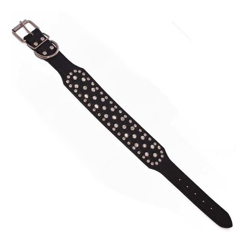 Collar Perro Con Diamantes Eco Cuero 2Xl Negro Mascan-1