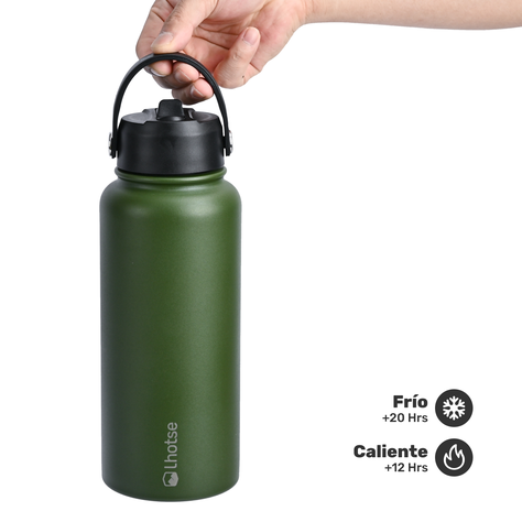 Botella Térmica Hydro Verde 960ml + 2 Tapas Lhotse-2