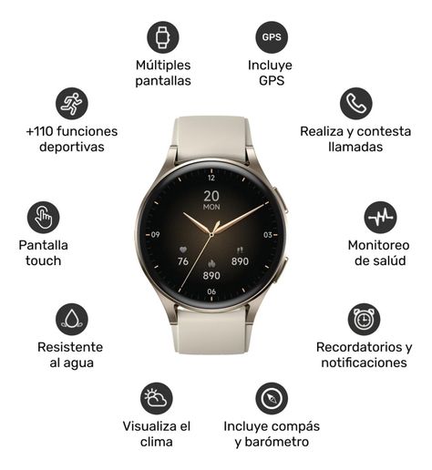 Reloj Smartwatch Lhotse Vibe 05 GPS Cream 42mm-1