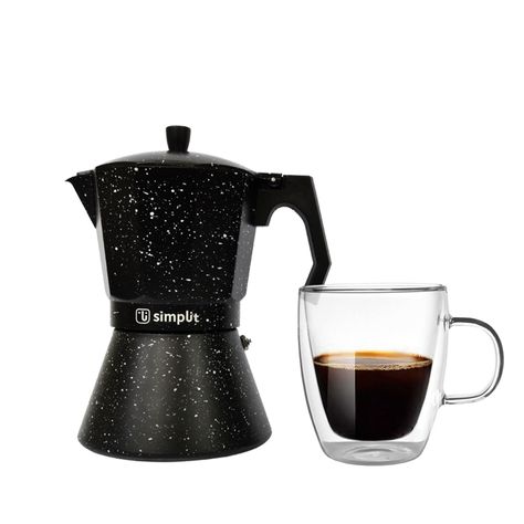 Pack Cafetera Italiana 4 Tazas + Taza Doble Pared 350 Ml-1