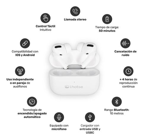 Pack Smartwatch Lhotse Vibe 05 Cream + Audífonos Blanco-4