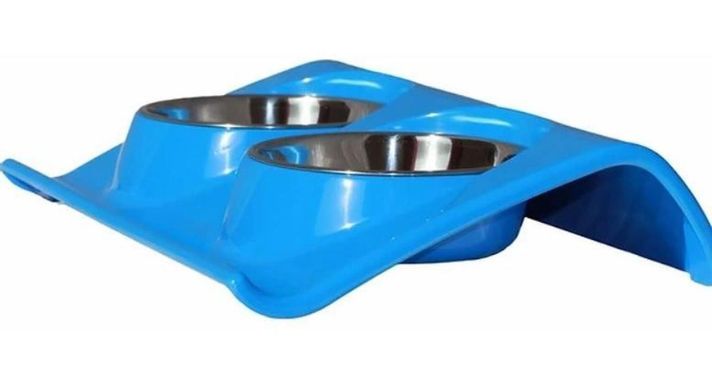 Plato Melamina Z Doble Azul Para Perro S Mascan-0