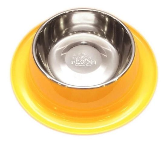 Plato Melamina Anti-Hormigas Amarillo Para Perro S Mascan-0