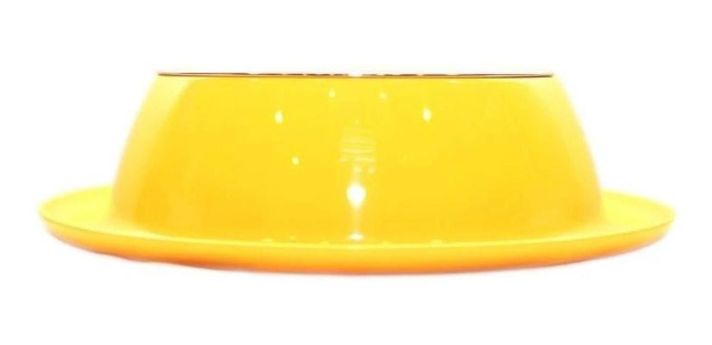 Plato Melamina Anti-Hormigas Amarillo Para Perro S Mascan-1