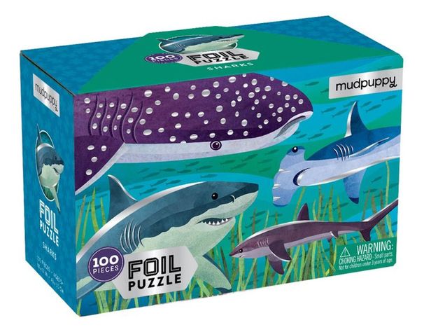Puzzle 100Pcs Con Aluminio Tiburones Mudpuppy-1