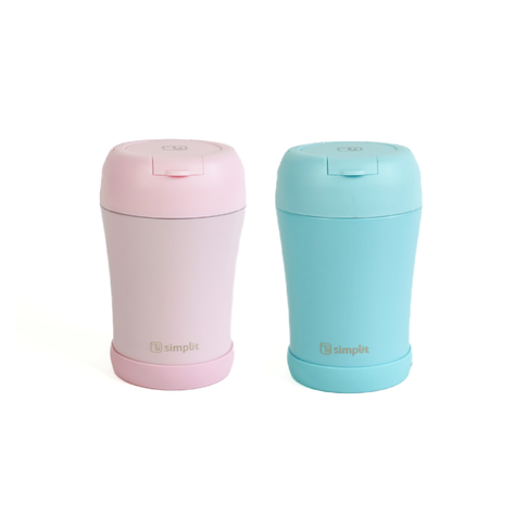 Pack 2 Termos De Comida 400ml Rosado Y Azul Simplit-0