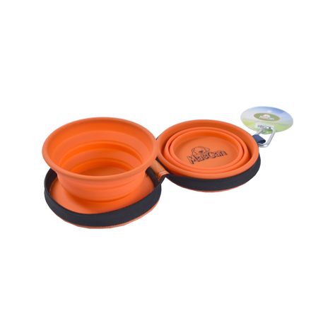 Plato Plegable Silicona Doble Naranjo Talla S Perro-1