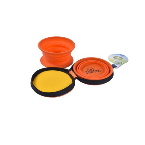 Plato Plegable Silicona Doble Naranjo Talla S Perro-2
