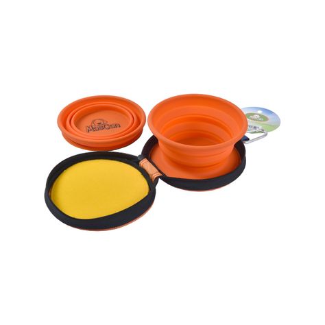 Plato Plegable Silicona Doble Naranjo Talla S Perro-3