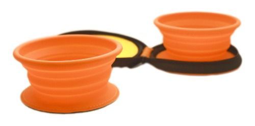 Plato Plegable Silicona Doble Naranjo Talla S Perro-6