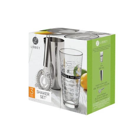 Shaker/coctelera Set 3 Pzas Libbey-4