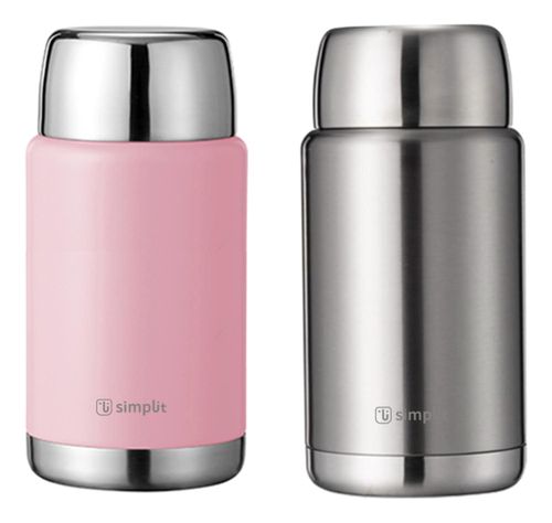 Pack 2 Termos De Comida 750ml Rosado Y Gris Simplit-0