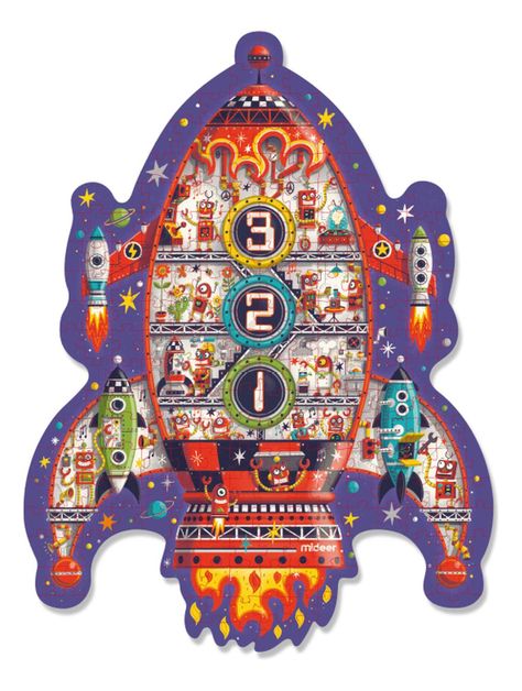 Puzzle Con Forma Cohete Espacial MiDeer-0