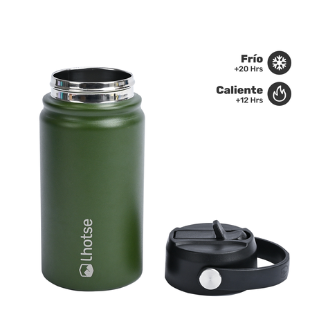 Botella Térmica Niño Hydro 360ml Verde + 2 Tapas Lhotse-3