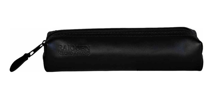 Estuche Cuero Multiuso Tubo Negro Hecho a Mano Raiquen-0