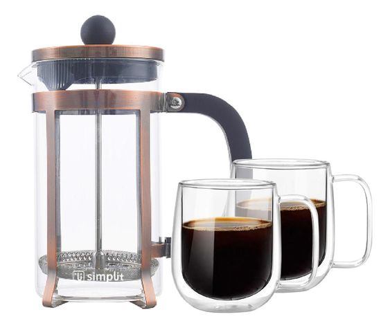 Pack Cafetera Francesa 600 Ml + Set 2 Tazas 300 Ml Simplit-0