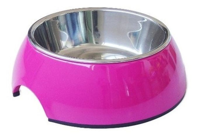 Plato Melamina Sólido Redondo Fucsia Talla L Perro-0