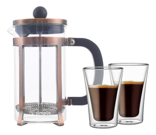Pack Cafetera Francesa 600 ml + Set 2 Vasos 400 ml Simplit-0