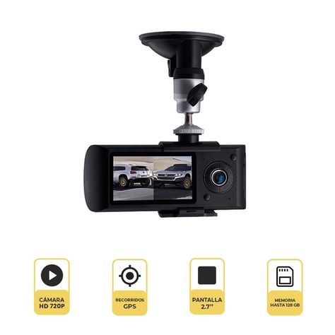 Cámara De Video Camtek R300 Dvr Hd Doble Auto Gps-2