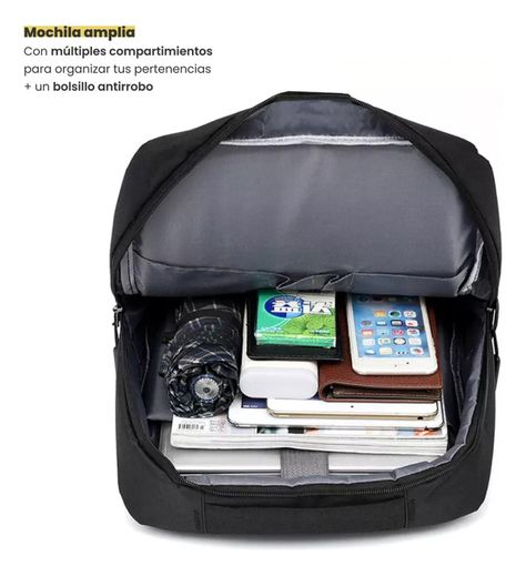 Mochila para Notebook con Puerto USB 15" Negra Levo-2